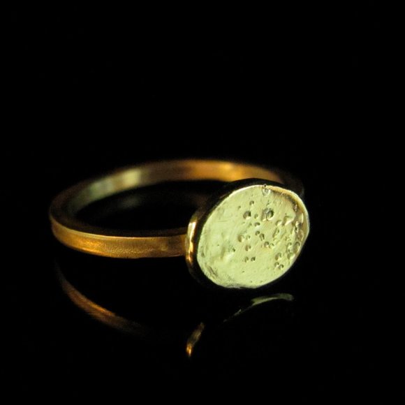 Surface of the moon ring. Gold ring. 14k solid Yellow gold ring. Handmade ring. - Picture 1 of 6